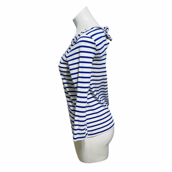 J. Crew Blue and White Striped Long Sleeve Top - Picture 6 of 7